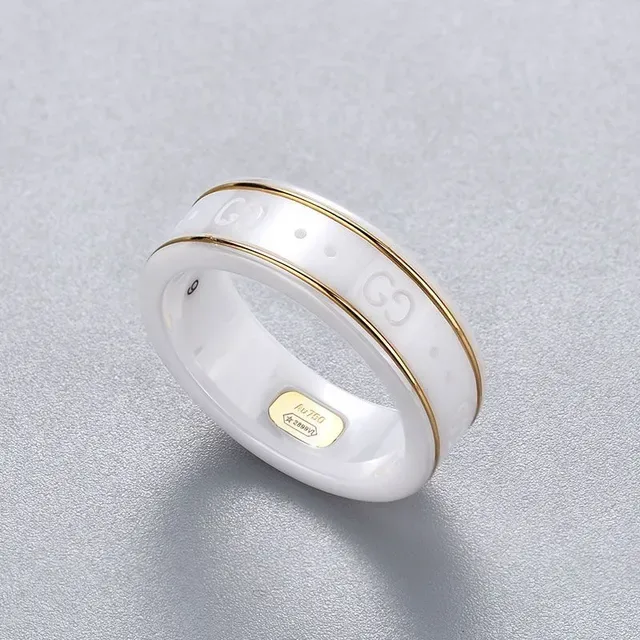 Gucci GG Marmont White Ceramic and Gold-Tone Ring 8