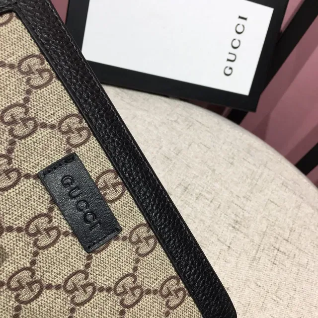 Gucci GG Supreme بيج وأسود محفظة طويلة 5