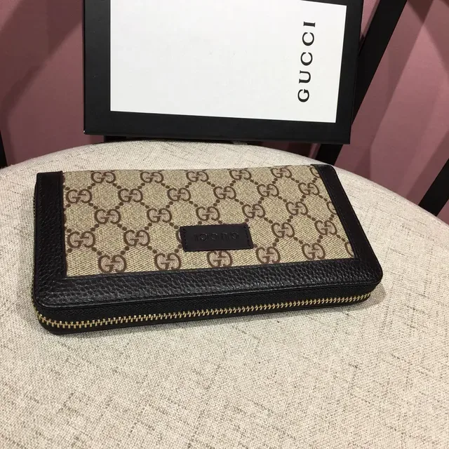 Gucci GG Supreme بيج وأسود محفظة طويلة 6
