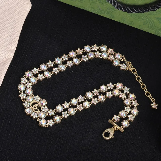 Gucci Gold Multicolor Iridescent Crystal Bracelet 1