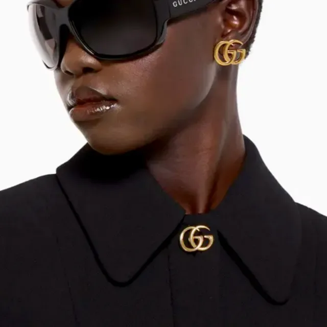 Gucci Gold Silver Interlocking Double-G Motif Polished Metal Earrings 2