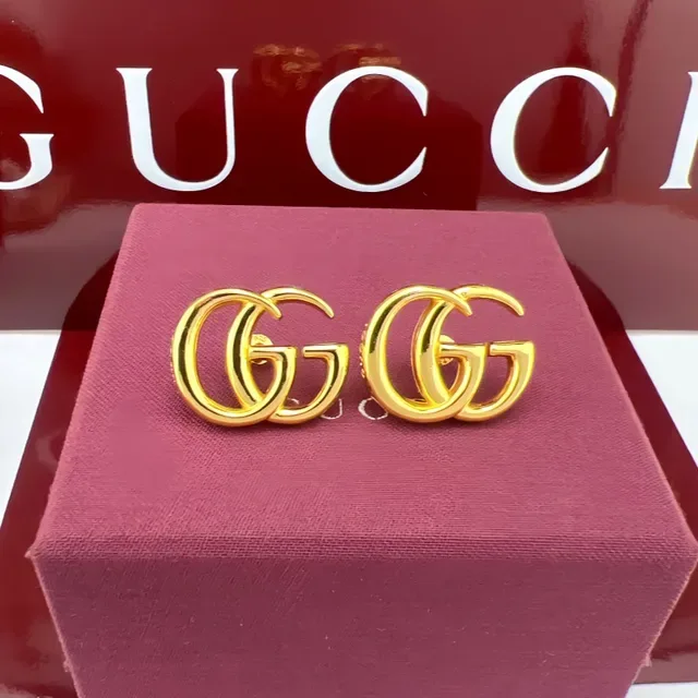 Gucci Gold Silver Interlocking Double-G Motif Polished Metal Earrings 6
