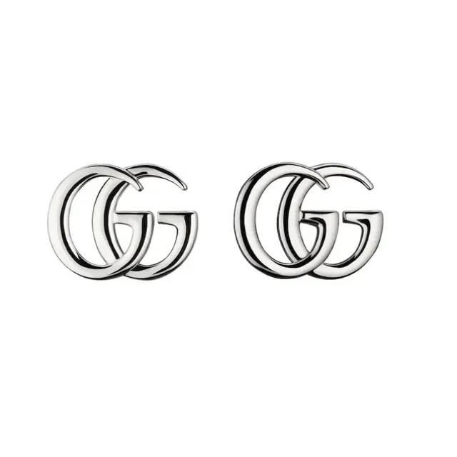 Gucci Gold Silver Interlocking Double-G Motif Polished Metal Earrings 8