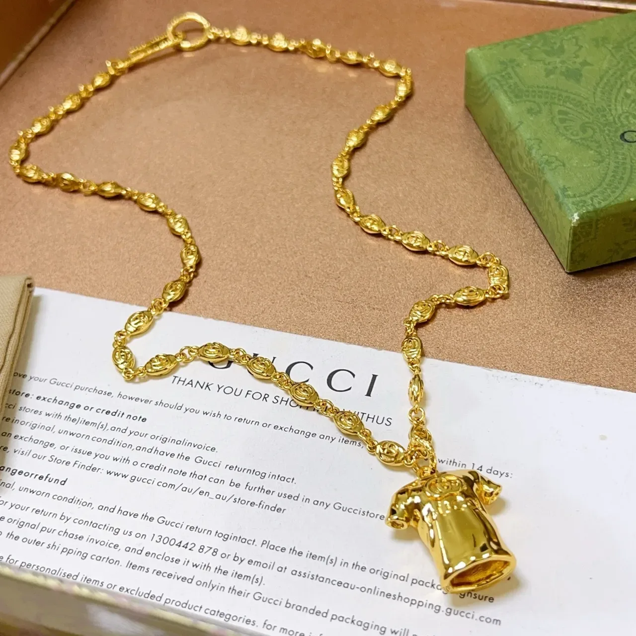 Gucci Gold Textured Oval-Link Chain Necklace 6