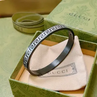Gucci Greca Black and White Greek Key Bangle Bracelet