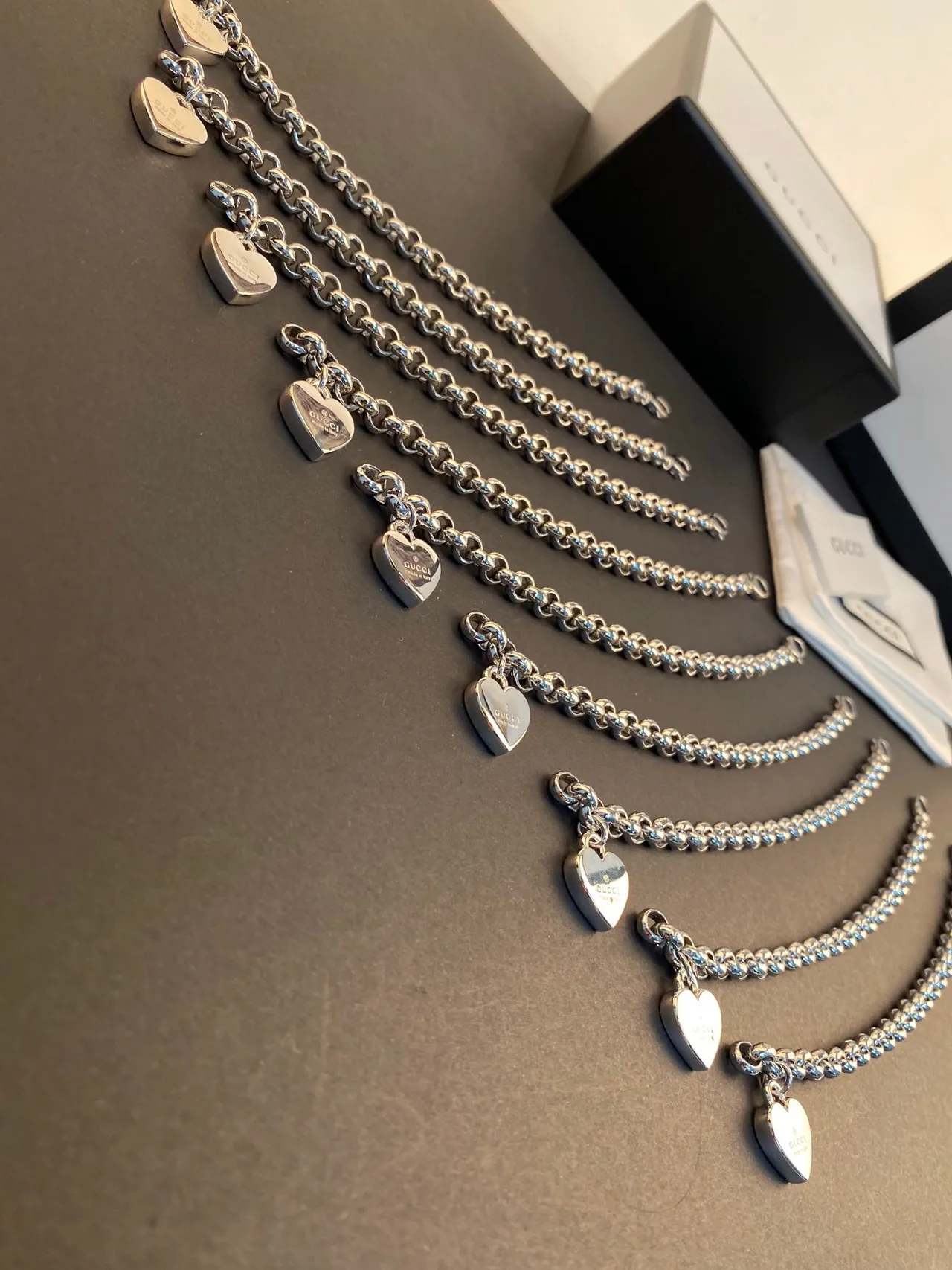 Gucci Heart Charm Chunky Chain Bracelet 6