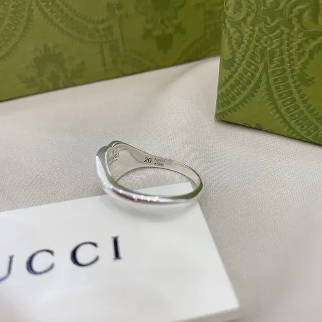 Gucci Heart Signet Ring Red Enamel Silver-Tone Ring 6