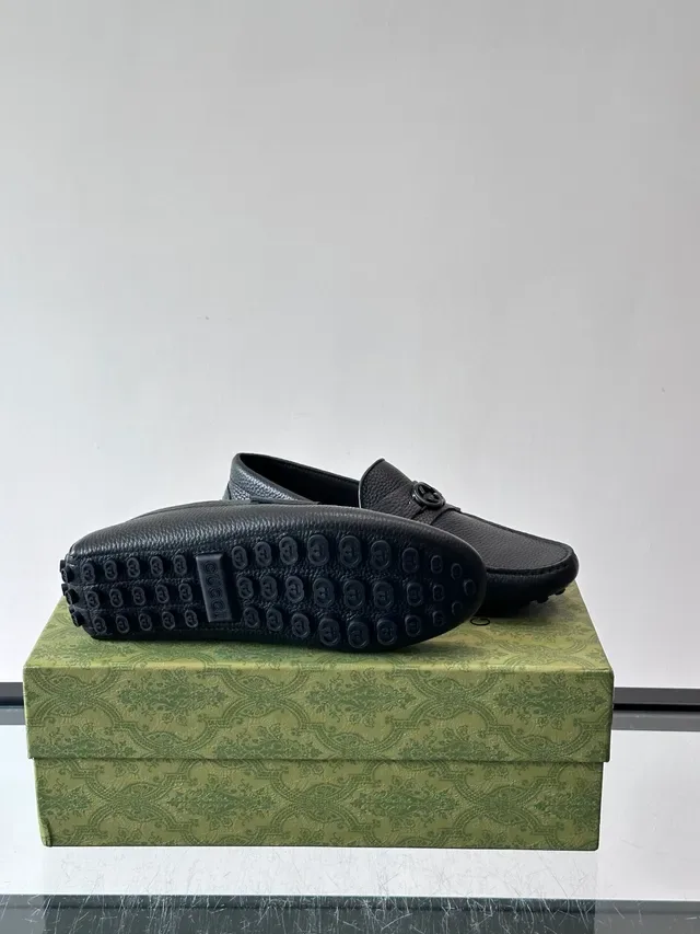 Gucci Horsebit 1955 Black Brown Pebbled Leather Buckle Loafer 2