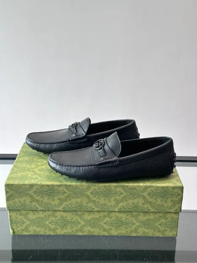 Gucci Horsebit 1955 Black Brown Pebbled Leather Buckle Loafer 5