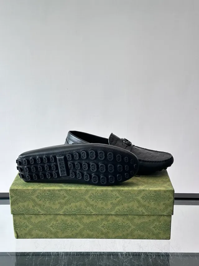 Gucci Horsebit 1955 Black Embossed GG Loafers 2