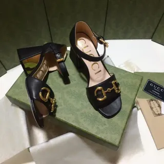 Gucci Horsebit 1955 Black Leather Gladiator Sandals