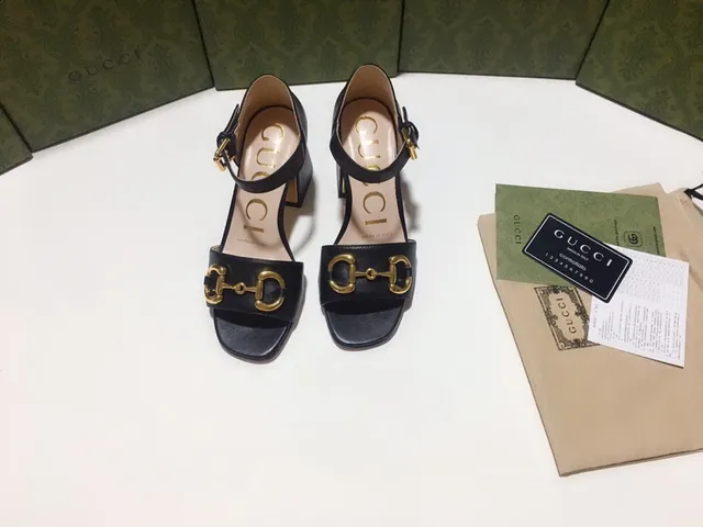 Gucci Horsebit 1955 Sandales Gladiator en cuir noir 3