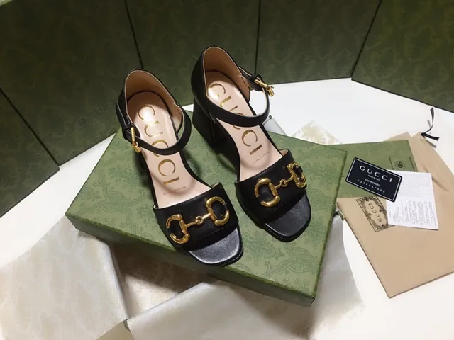 Gucci Horsebit 1955 Sandales Gladiator en cuir noir 5
