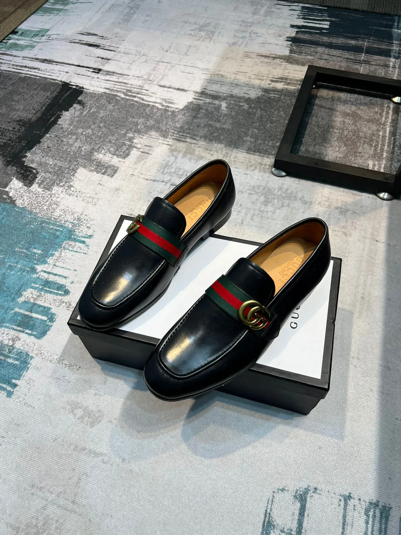 Gucci Horsebit 1955 কালো চামড়ার জালি রেখাযুক্ত লুফার 4