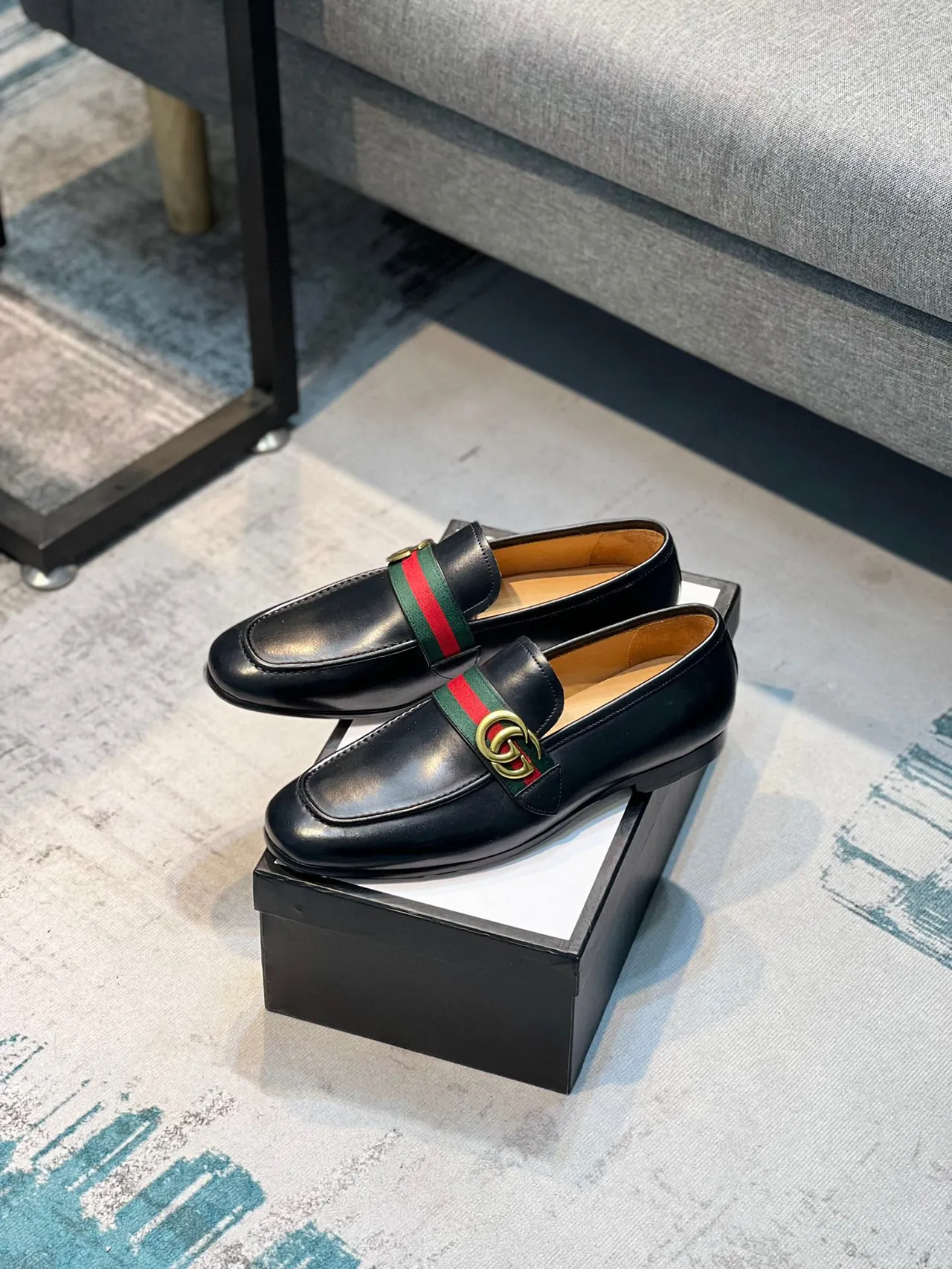 Gucci Horsebit 1955 কালো চামড়ার জালি রেখাযুক্ত লুফার 6