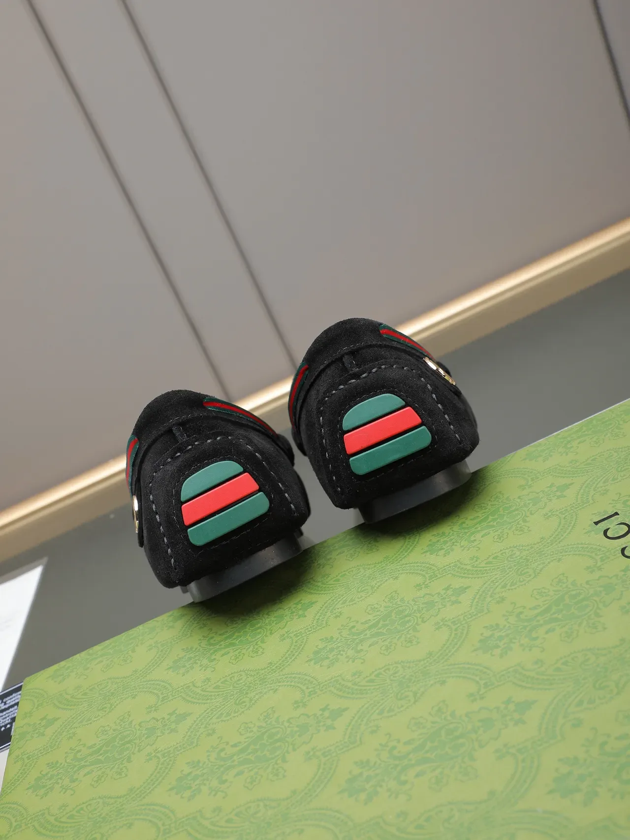 Gucci Horsebit 1955 Black Suede Web Stripe Loafer 4