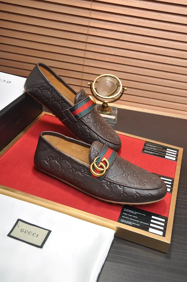 Gucci Horsebit 1955 Marron GG-Embossed Leather Loafers 5