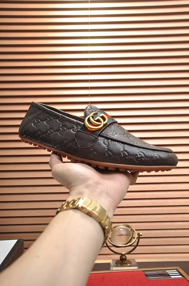 Gucci Horsebit 1955 Marron GG-Embossed Leather Loafers 7