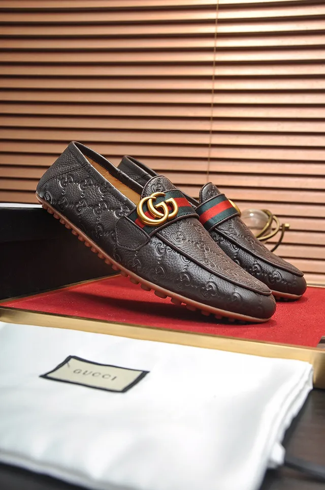 Gucci Horsebit 1955 Marron GG-Embossed Leather Loafers 9