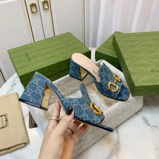 Gucci Horsebit 1955 Denim GG Monogram Horsebit Buckle Loafers