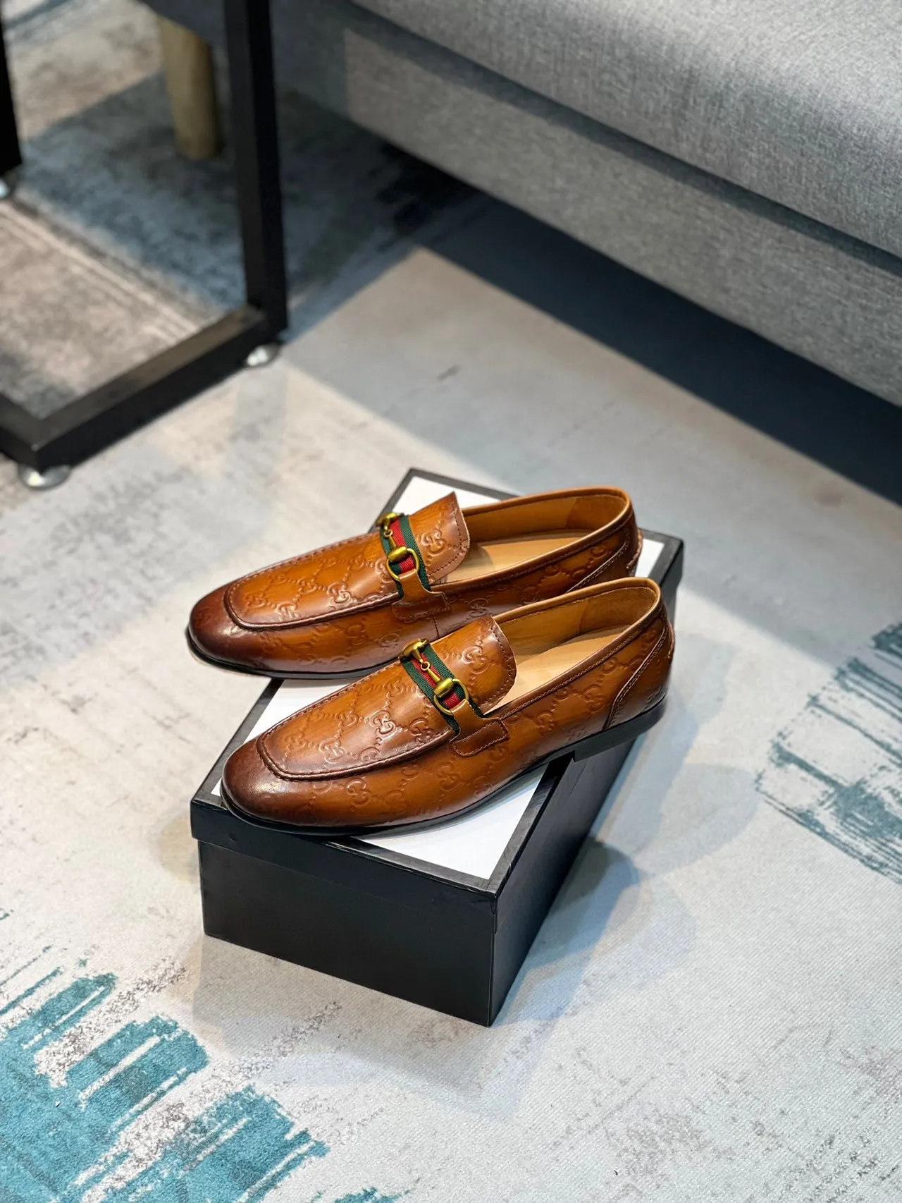 Gucci Horsebit 1955 GG-Embossed Leather Loafer 6