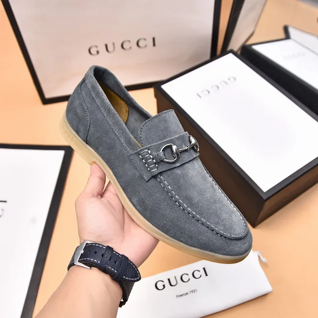 Gucci Horsebit 1955 Gray Suede Loafers 6