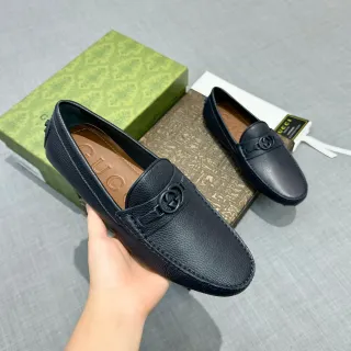 Gucci Horsebit 1955 Navy Pebbled Leather Loafers
