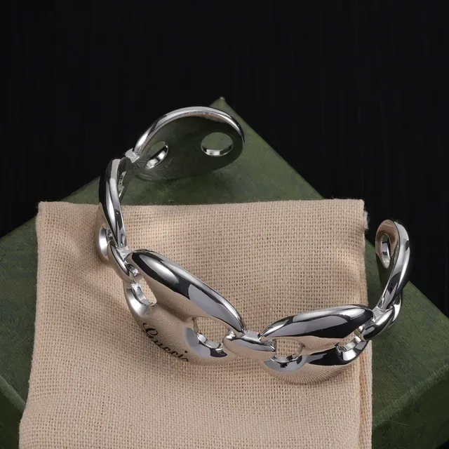 Gucci Horsebit 1955 Polished Silver-Tone Interlocking Oval Link Bracelet 5
