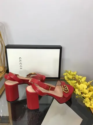 Gucci Horsebit 1955 Rouge Or Semelle Plateforme Talon Bloqué Sandales Gladiateur 4