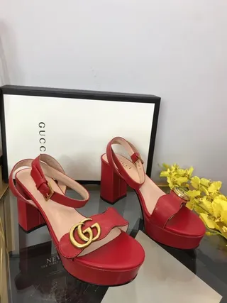 Gucci Horsebit 1955 Rouge Or Semelle Plateforme Talon Bloqué Sandales Gladiateur 7