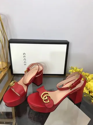 Gucci Horsebit 1955 Rouge Or Semelle Plateforme Talon Bloqué Sandales Gladiateur 8
