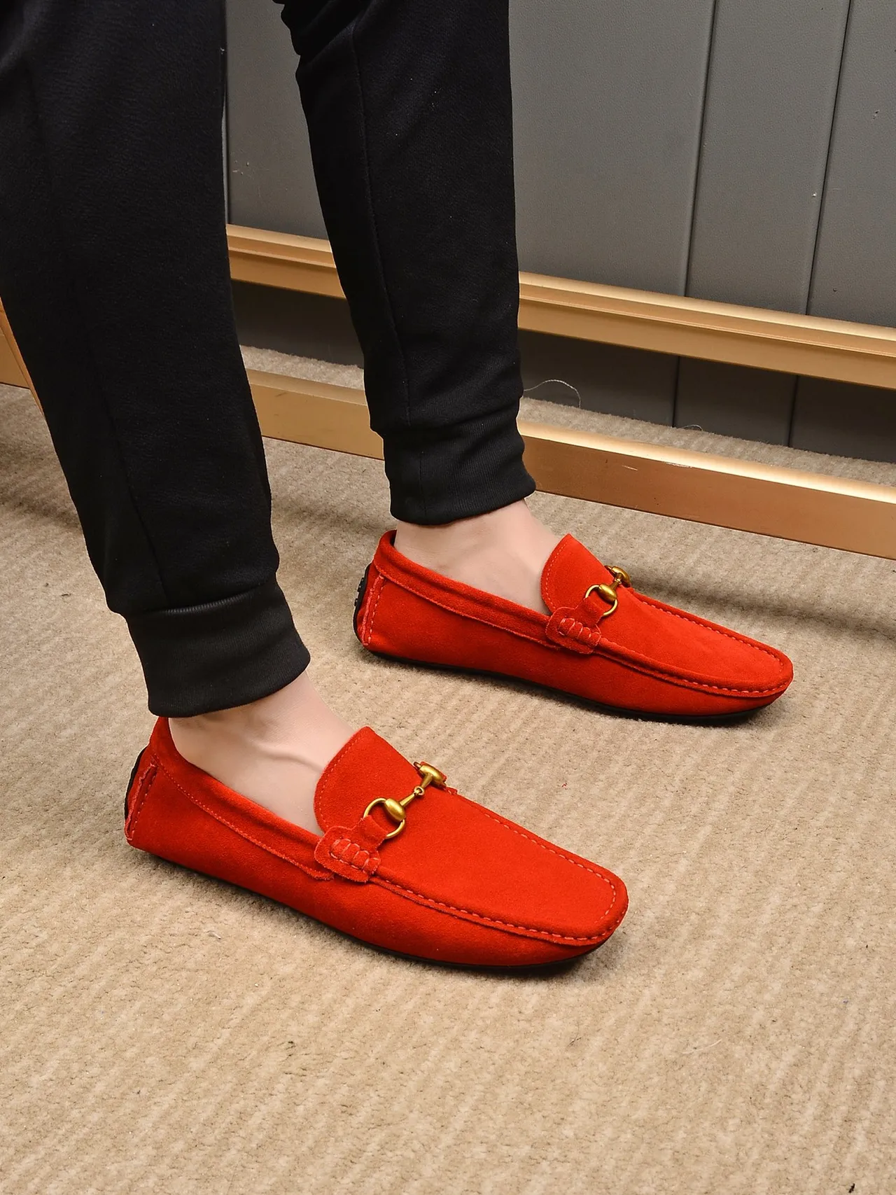 Gucci Horsebit 1955 Red Suede Loafers 3
