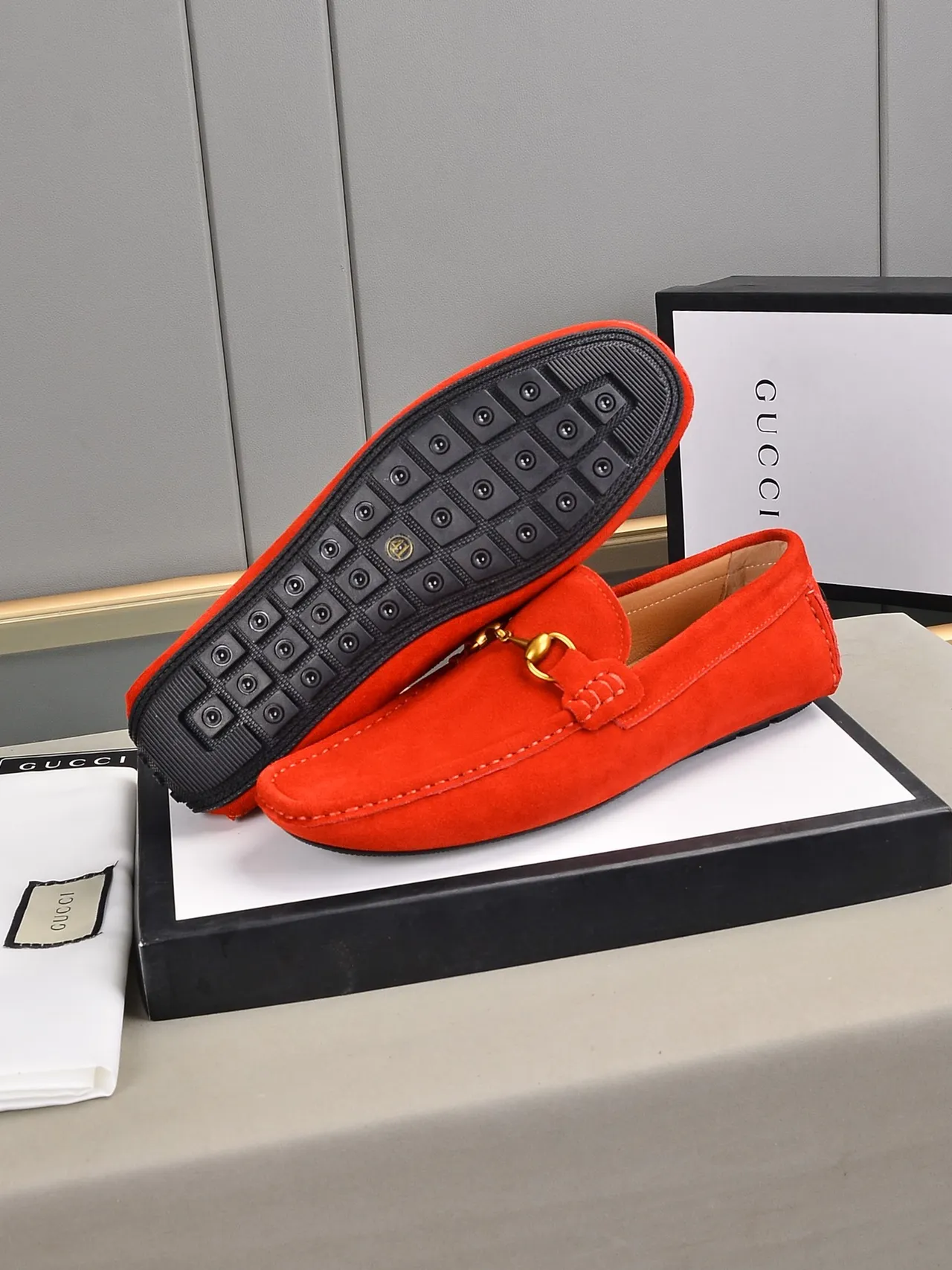 Gucci Horsebit 1955 Red Suede Loafers 5