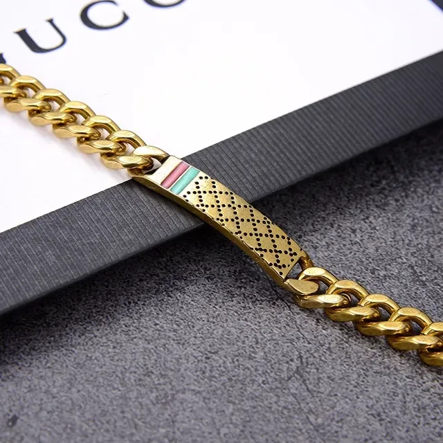 Gucci ID Bracelet Gold-Tone Curb-Link Chain Bracelet 4