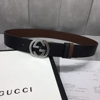 Gucci Interlocking G Belt Black and Brown Leather Belt
