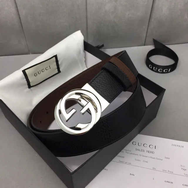 Gucci Interlocking G Belt Black and Brown Leather Belt 5
