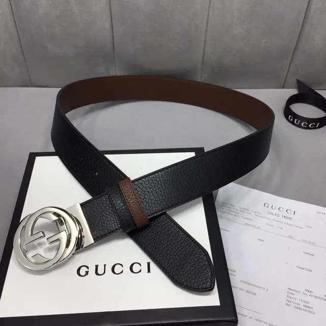 Gucci Interlocking G Belt Black and Brown Leather Belt 6