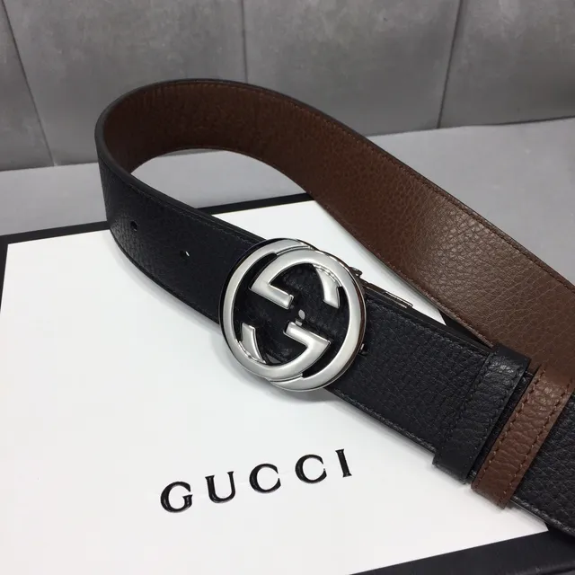Gucci Interlocking G Belt Black and Brown Leather Belt 9