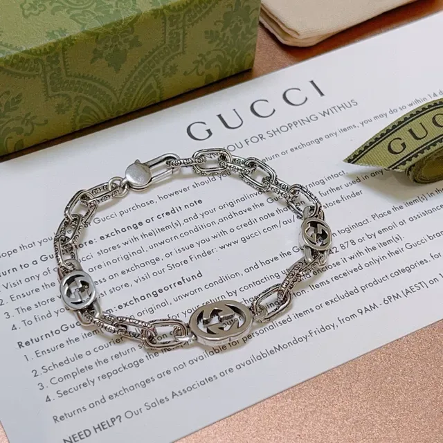 Gucci Interlocking G Chunky Chain Silver Bracelet 7