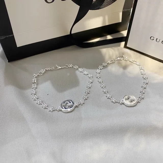 Gucci Interlocking G Floral-Link Silver Bracelets 2
