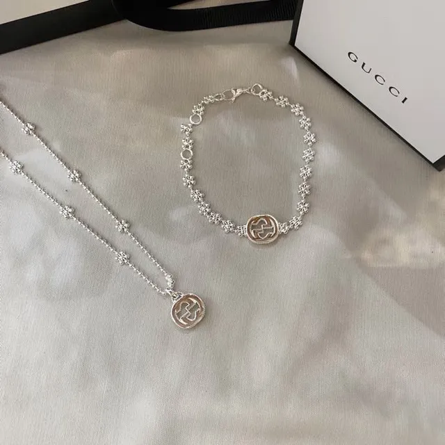 Gucci Interlocking G Floral-Link Silver Bracelets 3