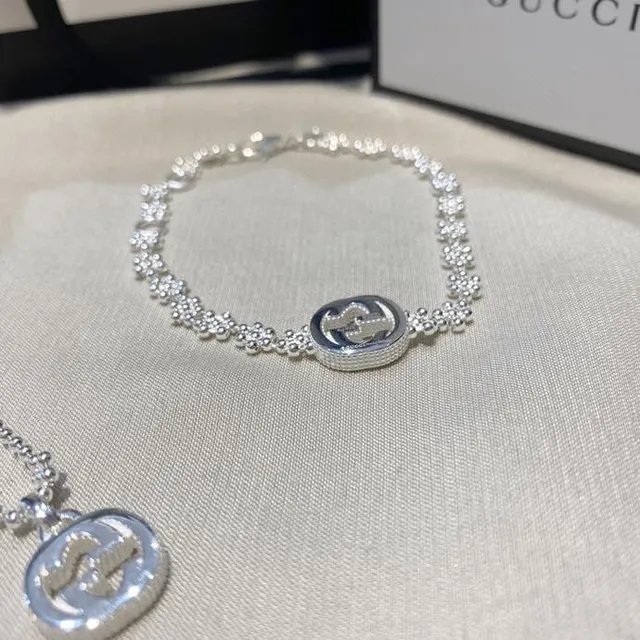 Gucci Interlocking G Floral-Link Silver Bracelets 9