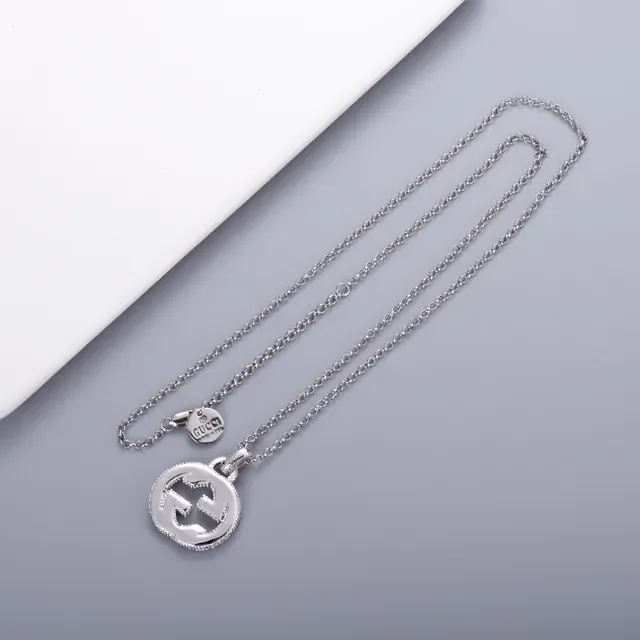 Gucci Interlocking G Pure Silver Beaded Chain Necklace 4