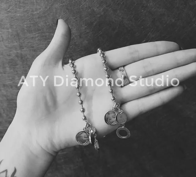 Gucci Interlocking G Silver Ball-Chain Toggle Clasp Bracelet 6