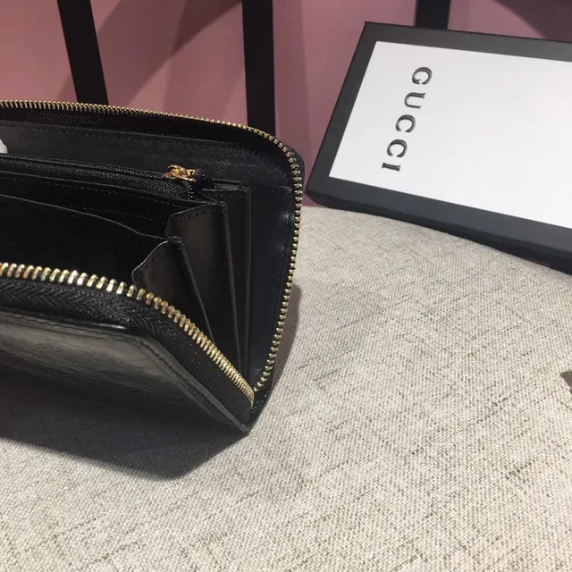 Gucci Interlocking G Zip-Around Carteira longa de couro preto 2