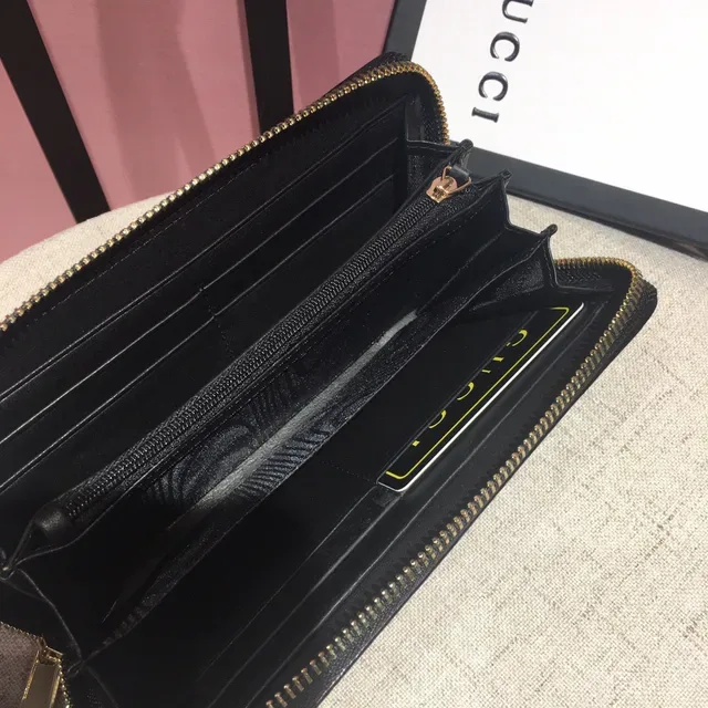 Gucci Interlocking G Zip-Around Carteira longa de couro preto 3