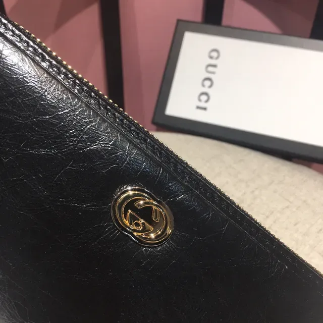 Gucci Interlocking G Zip-Around Carteira longa de couro preto 4