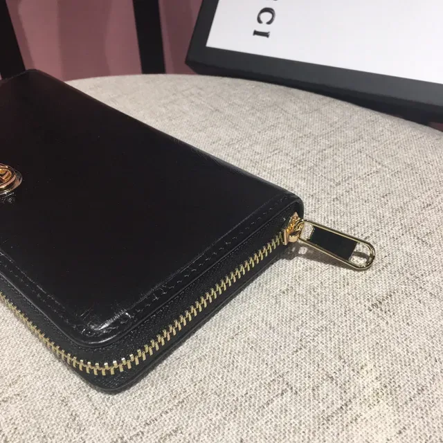 Gucci Interlocking G Zip-Around Carteira longa de couro preto 6