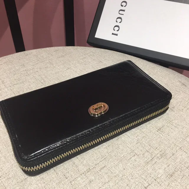 Gucci Interlocking G Zip-Around Carteira longa de couro preto 7