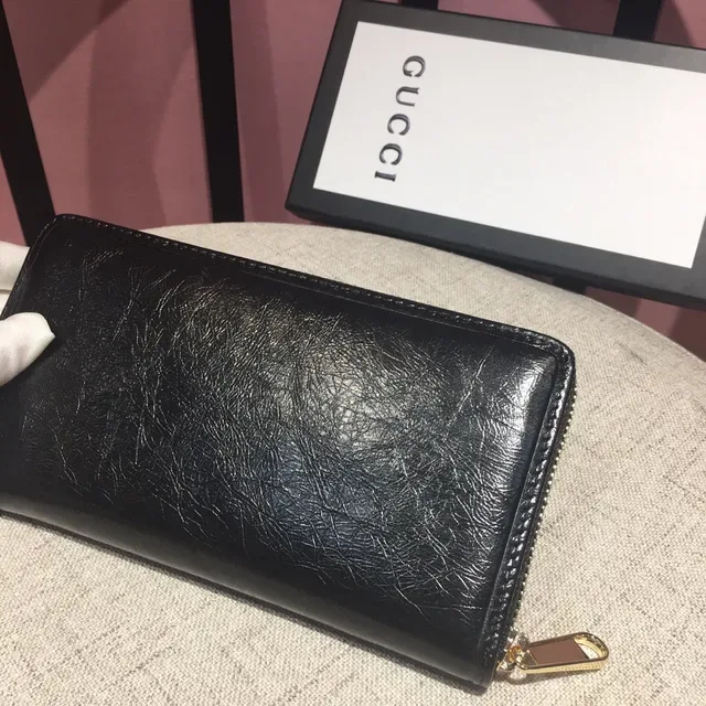 Gucci Interlocking G Zip-Around Carteira longa de couro preto 8